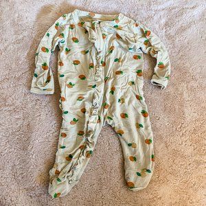 Peaches Ruffle Butt Bamboo Footie